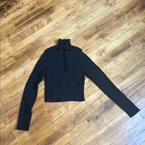 Black Ribbed Turtleneck Top